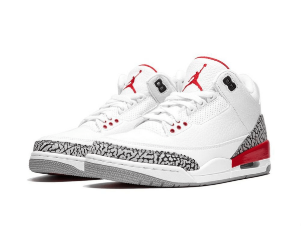 Nike Air Jordan 3 белые с красным кожаные мужские (40-44)